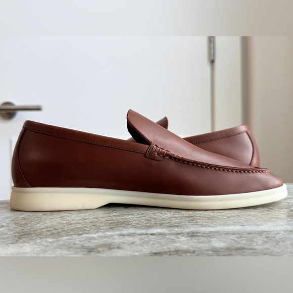 LORO PIANA Summer Walk US 7.5  40.5 Loafer Brown Leather Italy Slipper